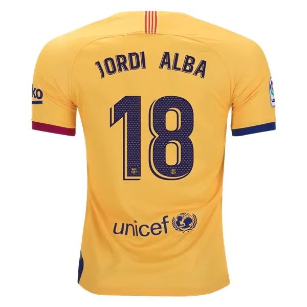 Camiseta Barcelona NO.18 Jordi Alba 2ª 2019-2020 Amarillo